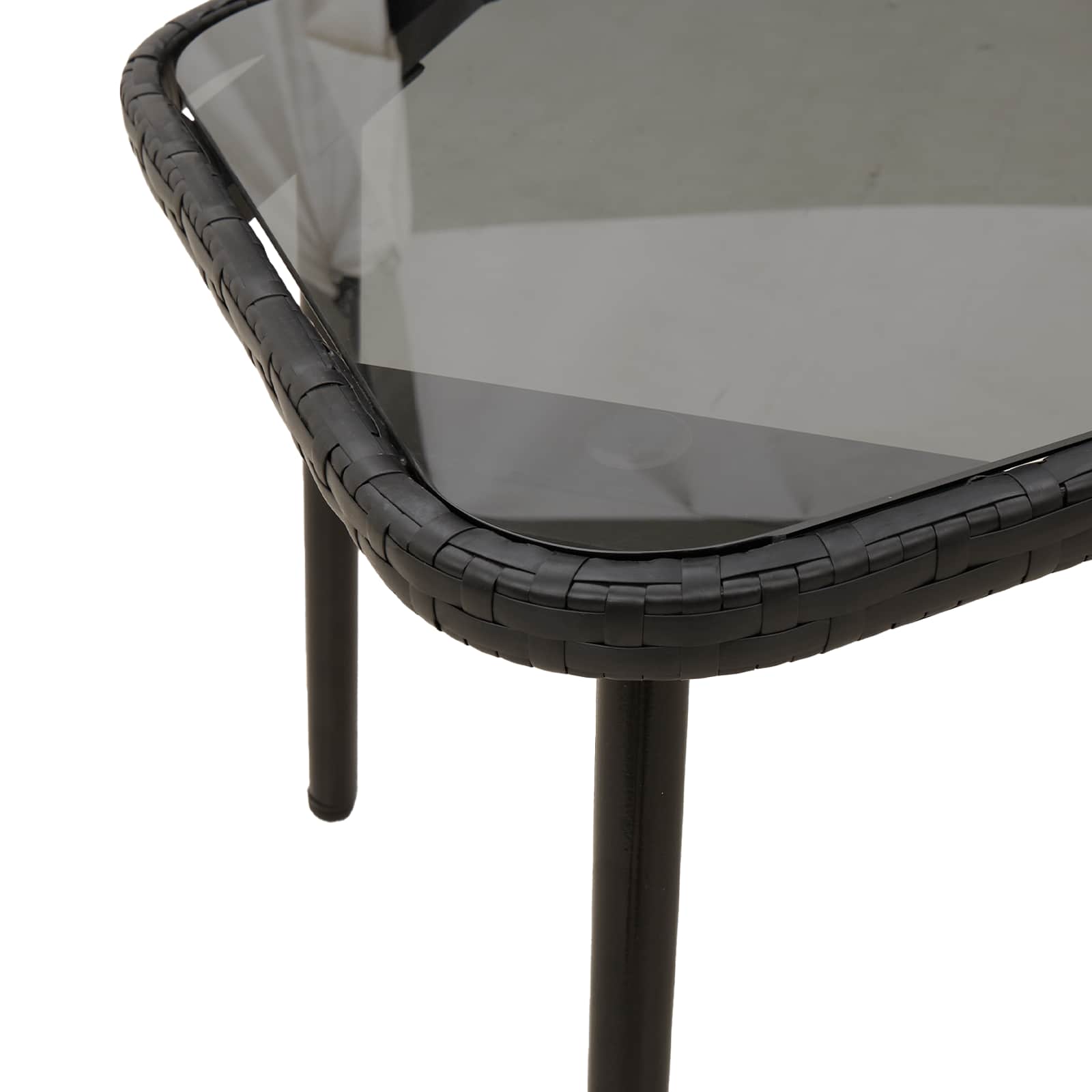 Kavos staliukas Juoda 90 x 45 x 43 cm Poliratanas ir stiklas