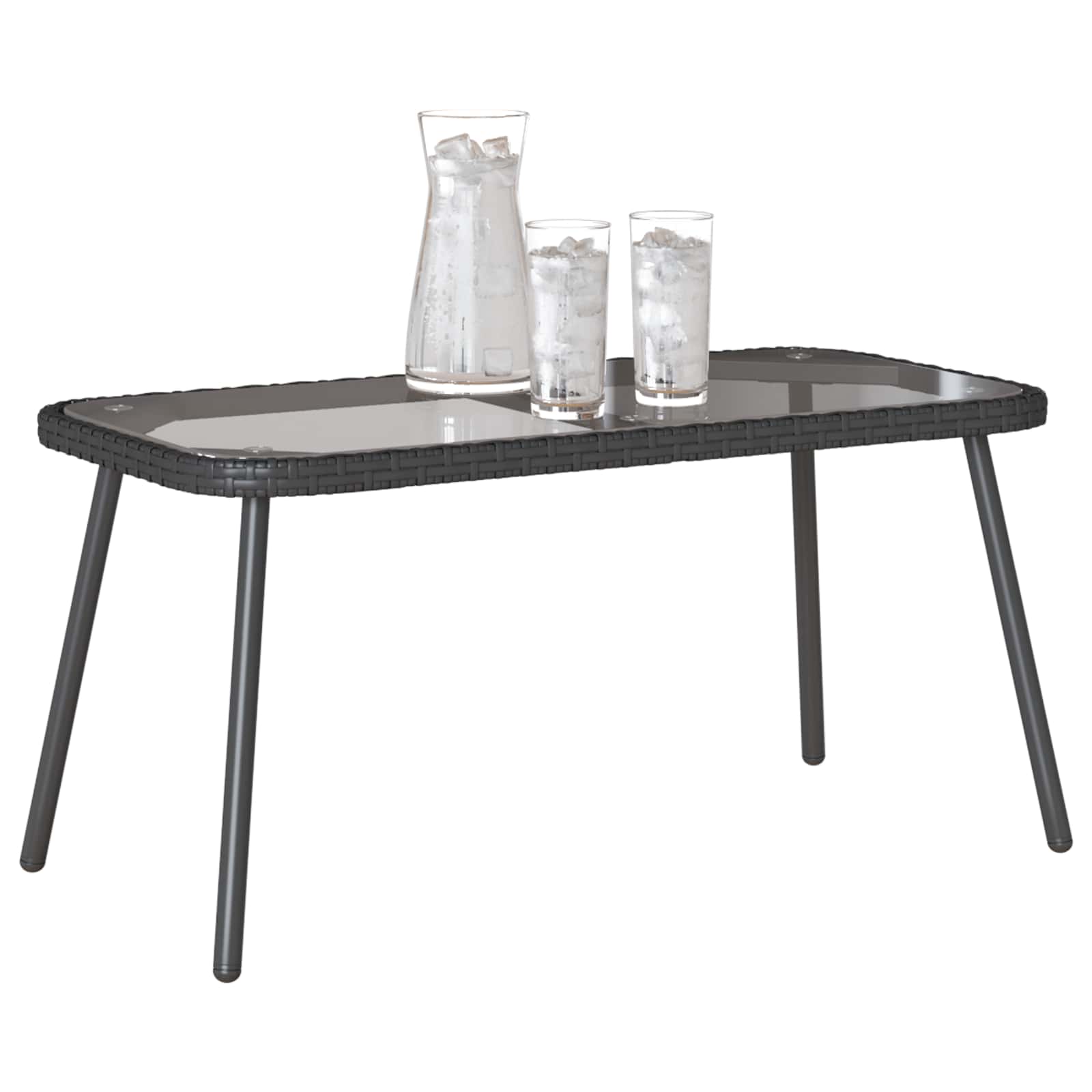 Kavos staliukas Juoda 90 x 45 x 43 cm Poliratanas ir stiklas