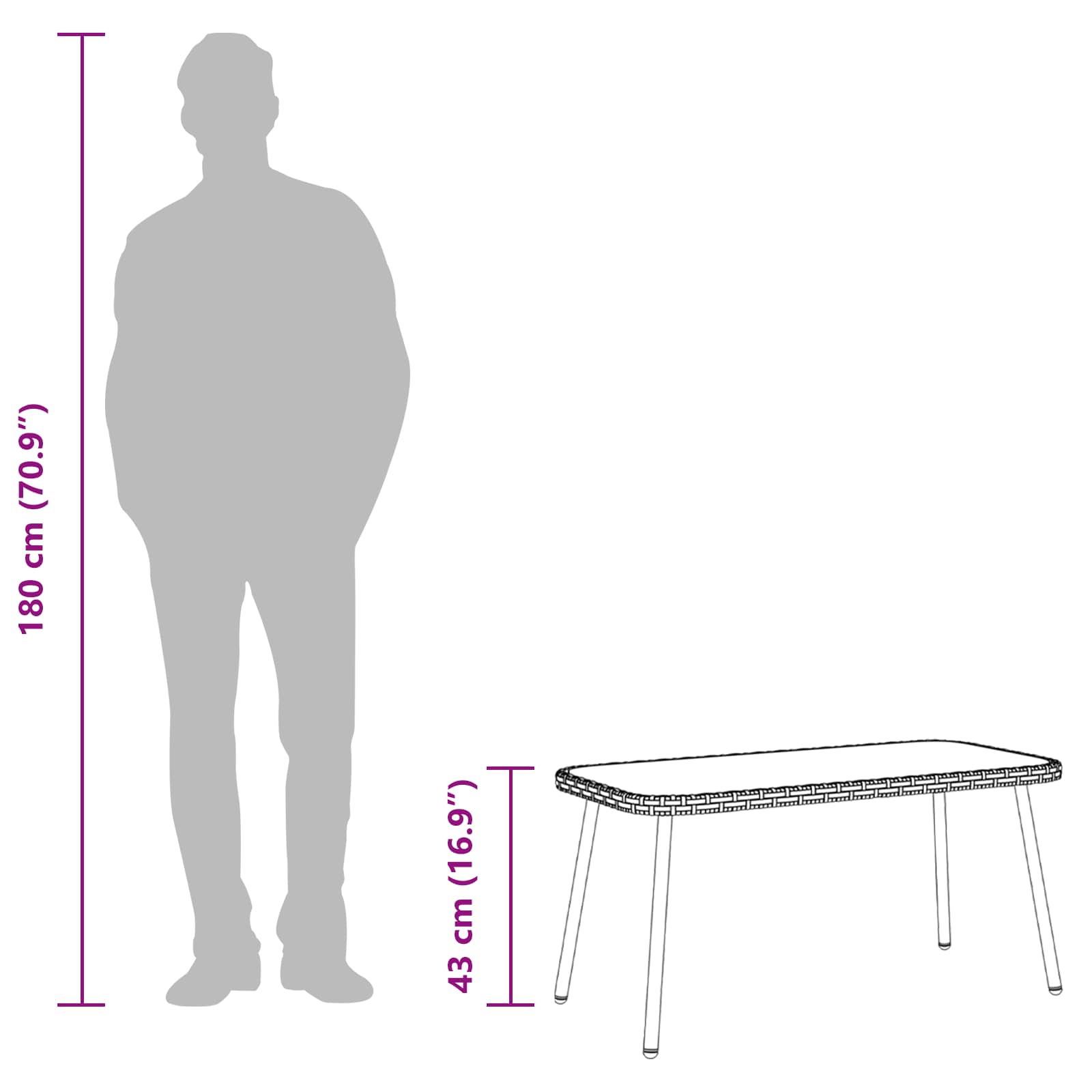 Kavos staliukas Juoda 90 x 45 x 43 cm Poliratanas ir stiklas