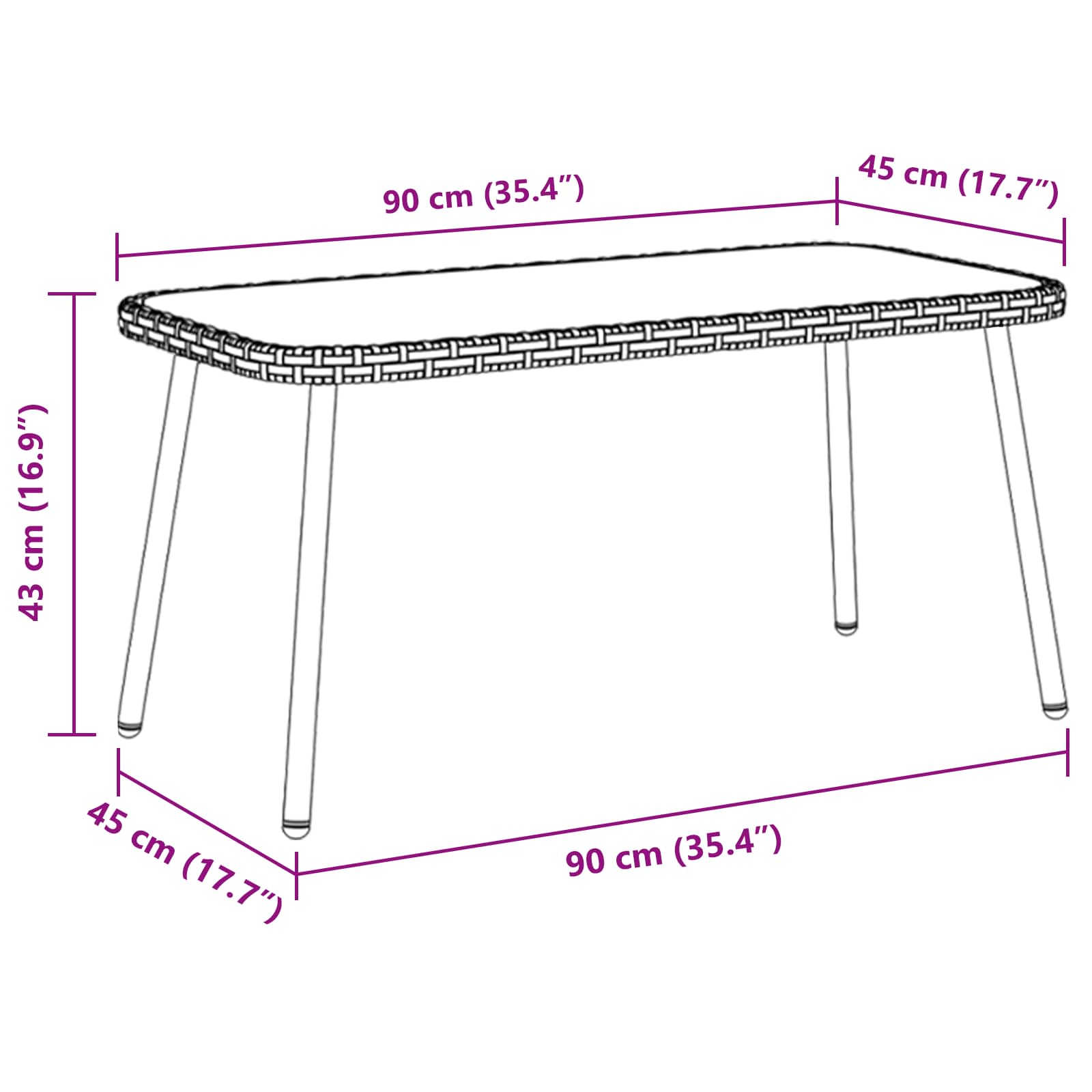 Kavos staliukas Ruda ir juoda 90 x 45 x 43 cm