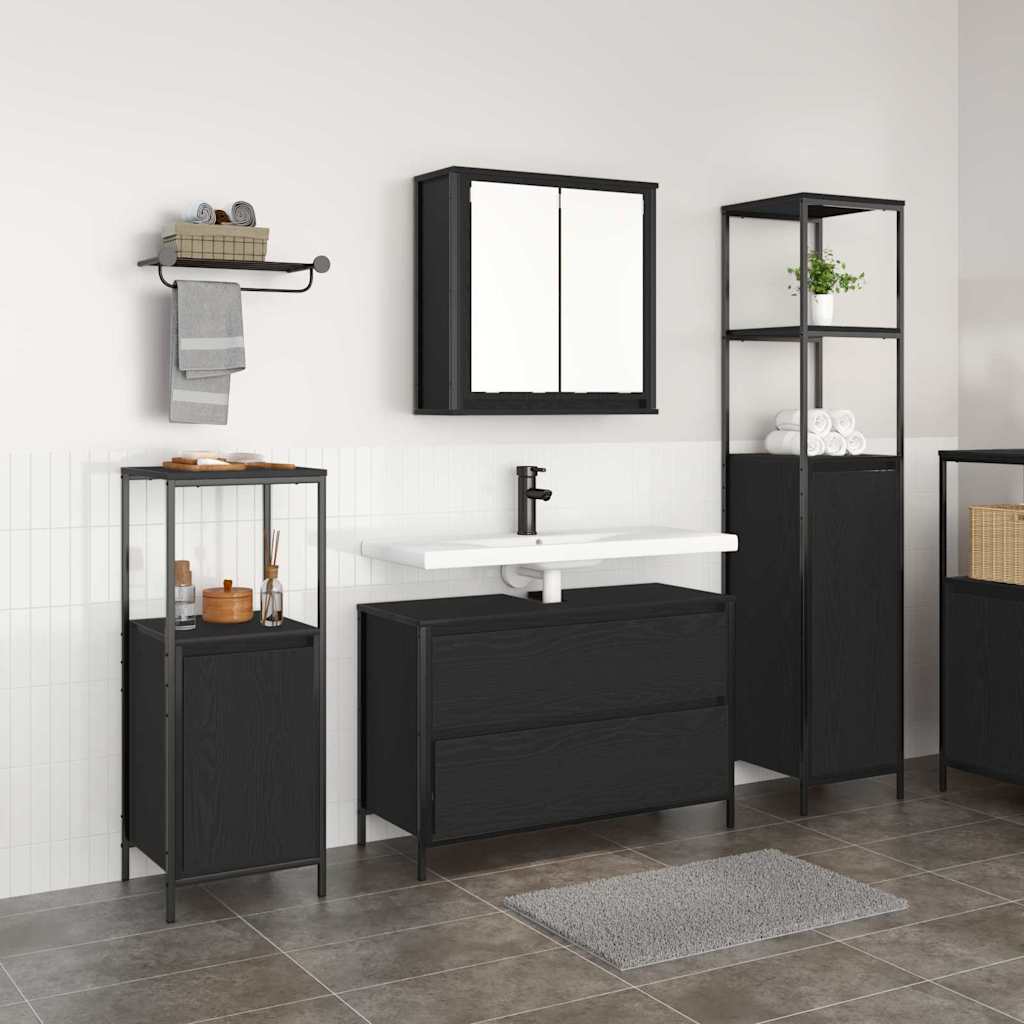 Vonios baldų rinkinys 3 pcs juoda ąžuolo 90 x 34.5 x 60 cm