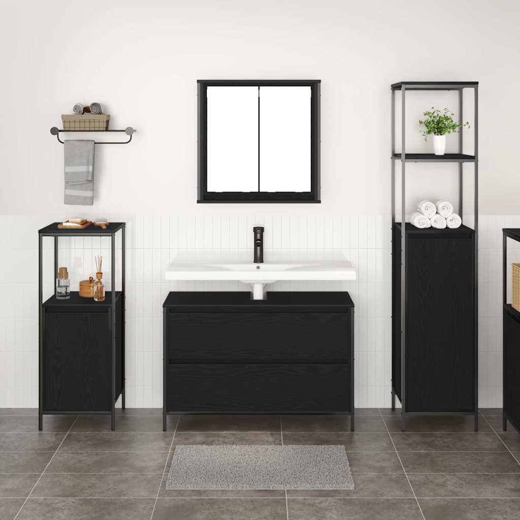 Vonios baldų rinkinys 3 pcs juoda ąžuolo 90 x 34.5 x 60 cm