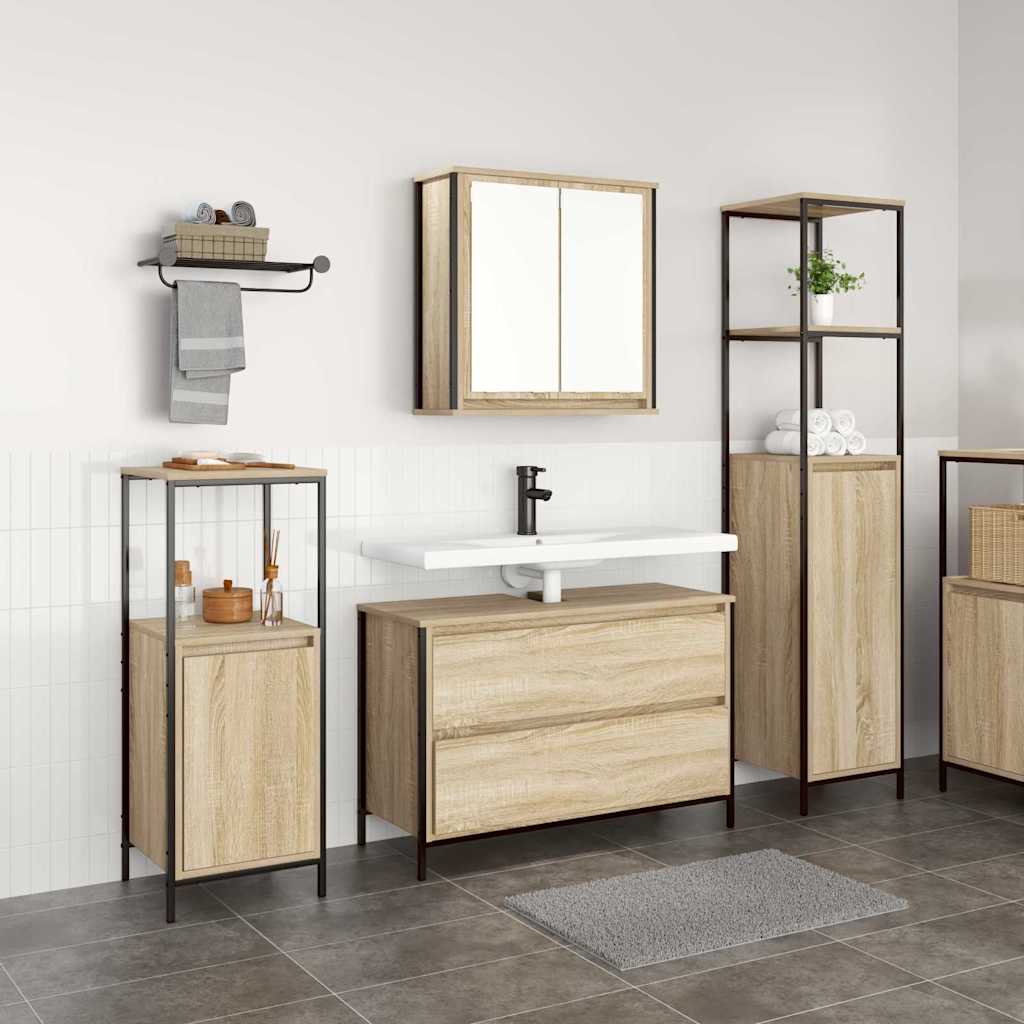 Bathroom furniture set 3 pcs Sonoma oak Engineered wood