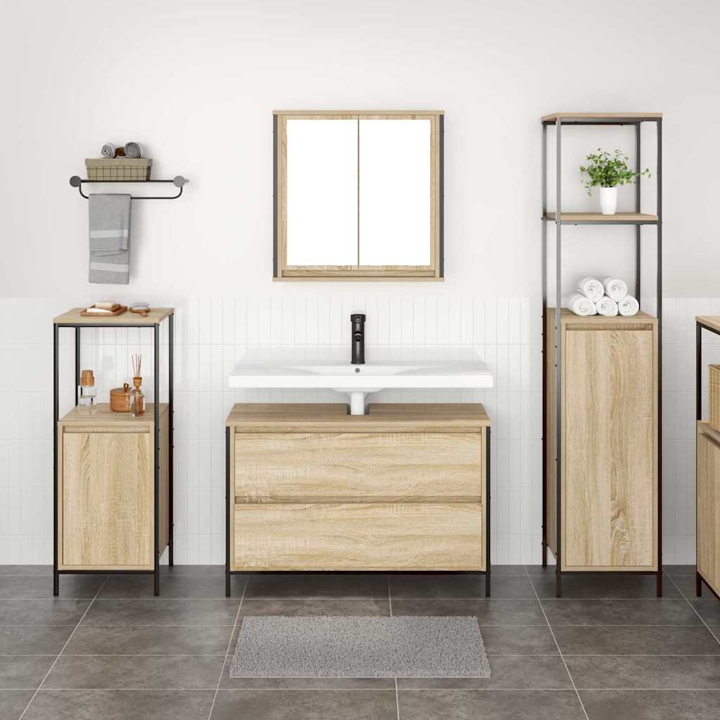 Bathroom furniture set 3 pcs Sonoma oak Engineered wood