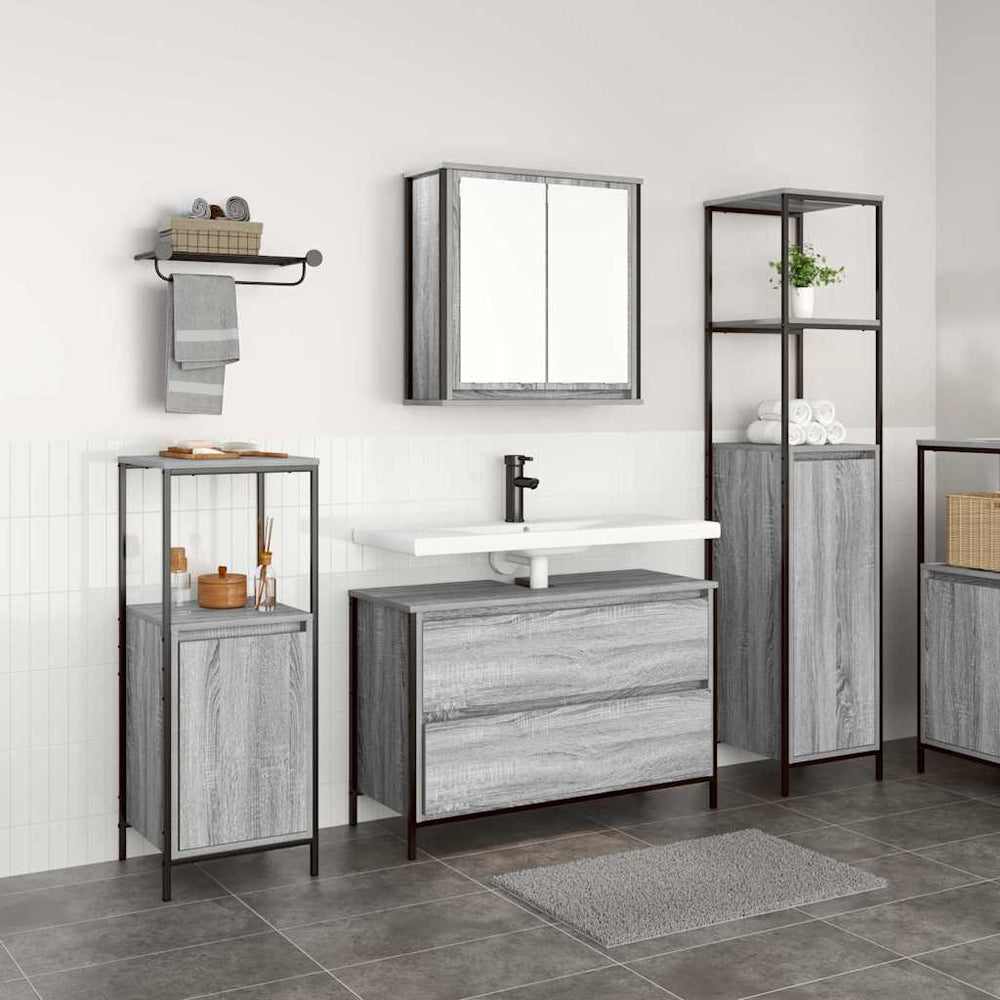 3-Piece Bathroom Furniture Set Grey Sonoma Engineered Wood