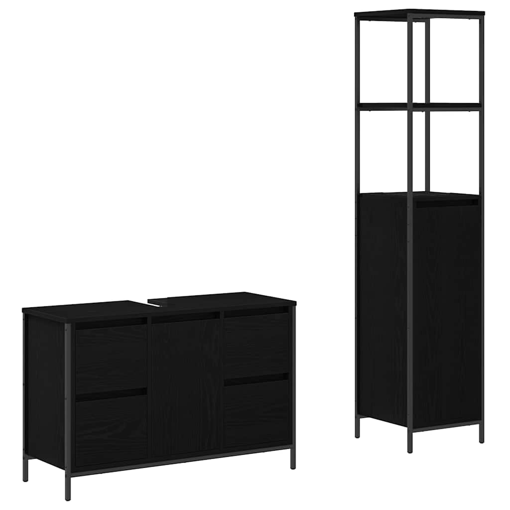 Vonios baldų rinkinys 2 pcs juoda ąžuolo 36 x 35 x 165 cm