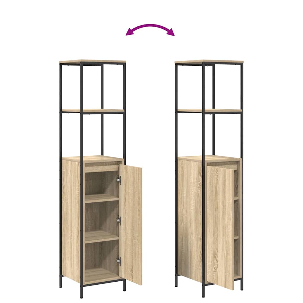 Vonios baldų rinkinys su stalčių 2 pcs Sonoma ąžuolo ir juoda