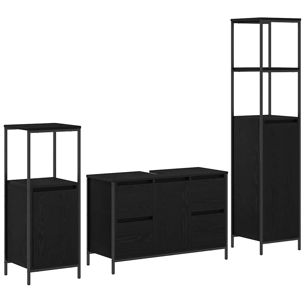 Vonios baldų rinkinys 3 pcs juoda ąžuolo 36 x 35 x 165 cm