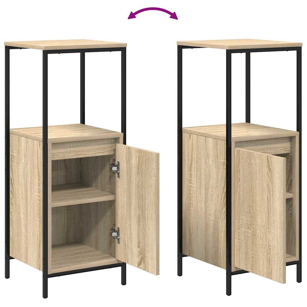 Bathroom furniture set with drawers 3 pcs Sonoma Oak and Black