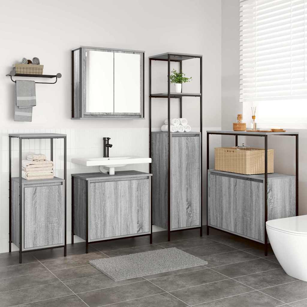 5-piece bathroom furniture set in grey Sonoma engineered wood