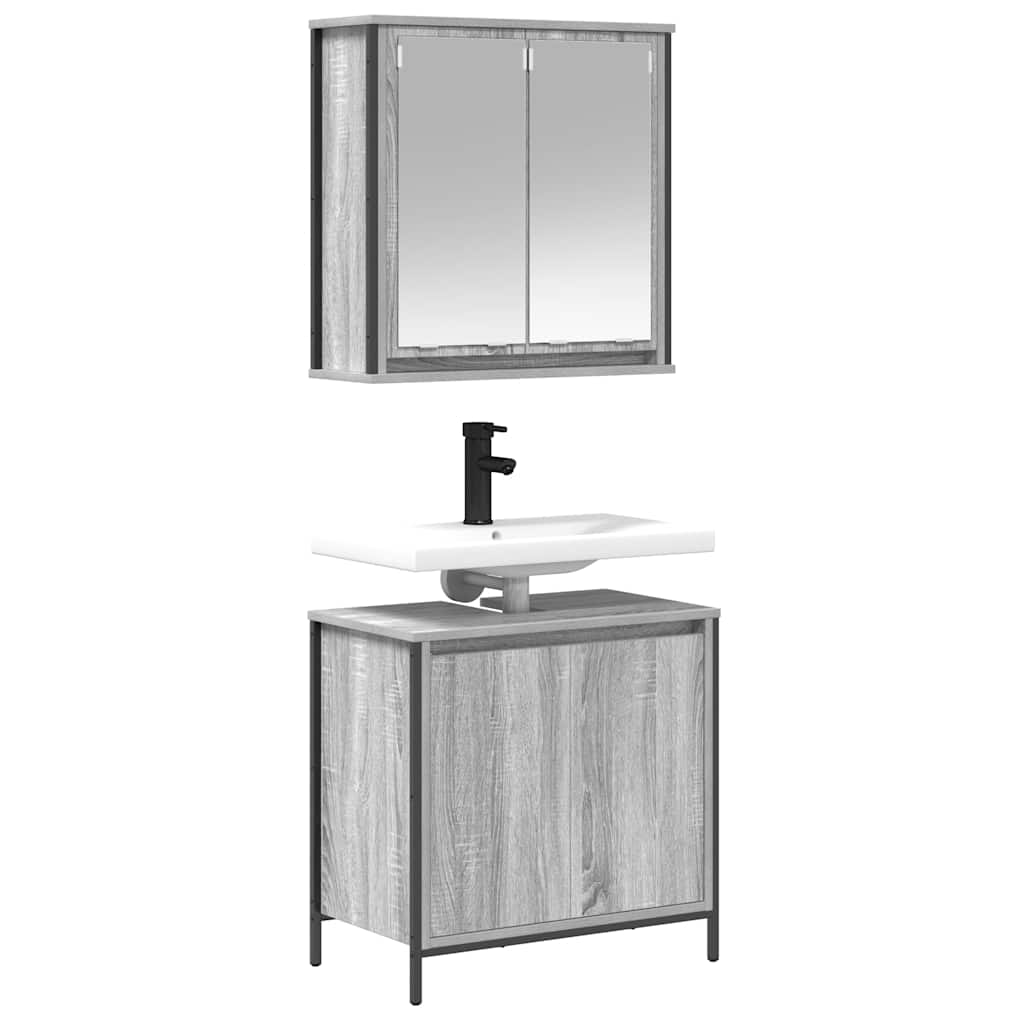 Vonios kambario baldų komplektas, 2 dalys, pilkas, sonoma, inžinerinė mediena