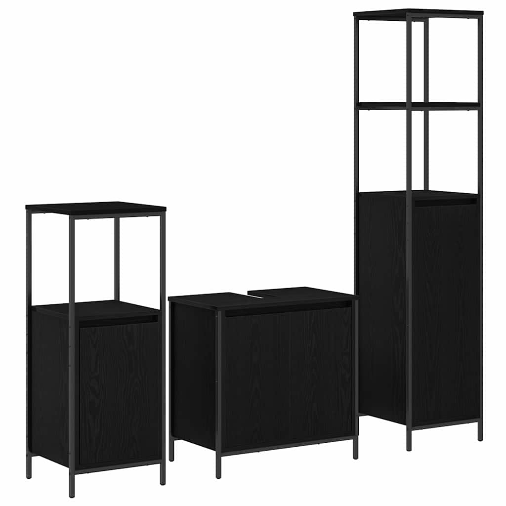 Vonios baldų rinkinys 3 pcs juoda ąžuolo 36 x 35 x 165 cm