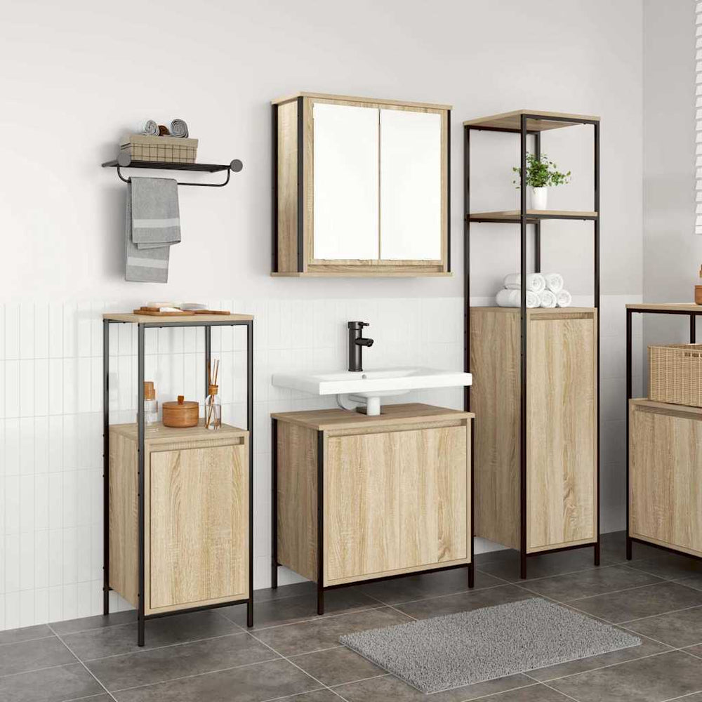 3-Piece Bathroom Furniture Set Sonoma Oak Engineered Wood