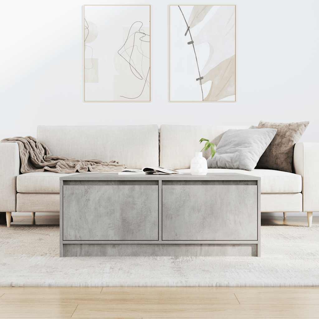 kavos staliukas su stalčiais, betoninis pilkas, 100x100x40 cm