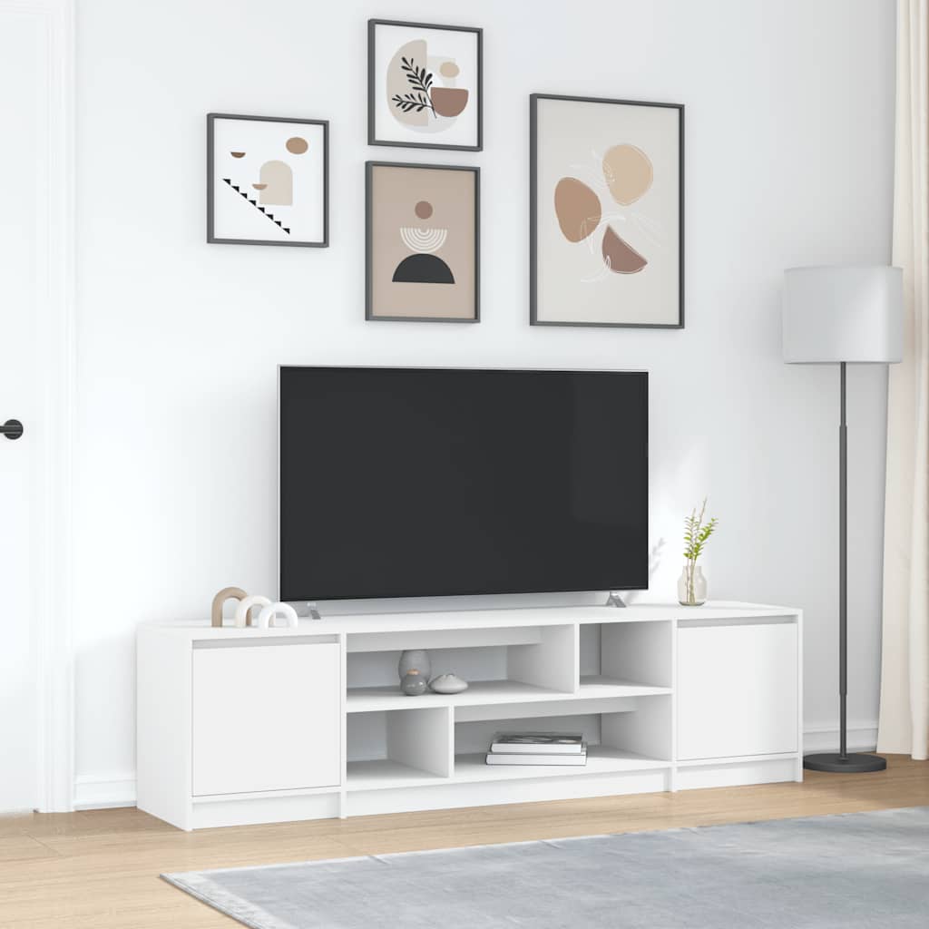 TV spintelė, balta, 188,5x41x50cm, inžinerinė mediena
