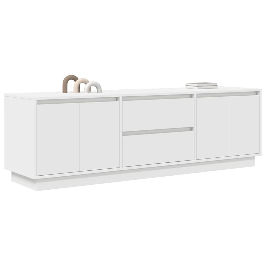TV skapītis ar LED apgaismojumu, balts, 160,5x41x50 cm