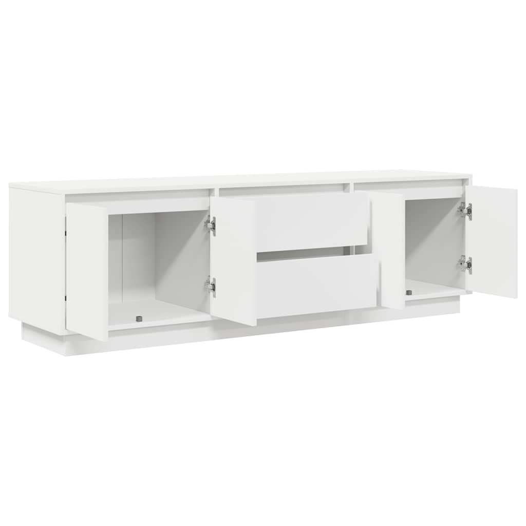 TV skapītis ar LED apgaismojumu, balts, 160,5x41x50 cm