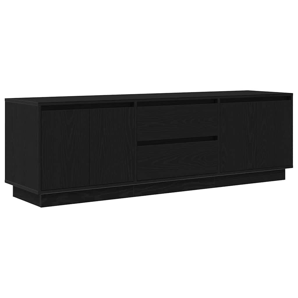 TV Cabinet with LED Lights, Black, 160.5x41x50 cm