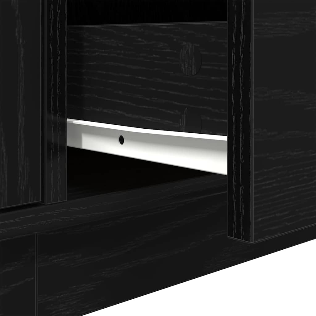 Televizoriaus spintelė su LED apšvietimu, juoda, 160,5x41x50 cm