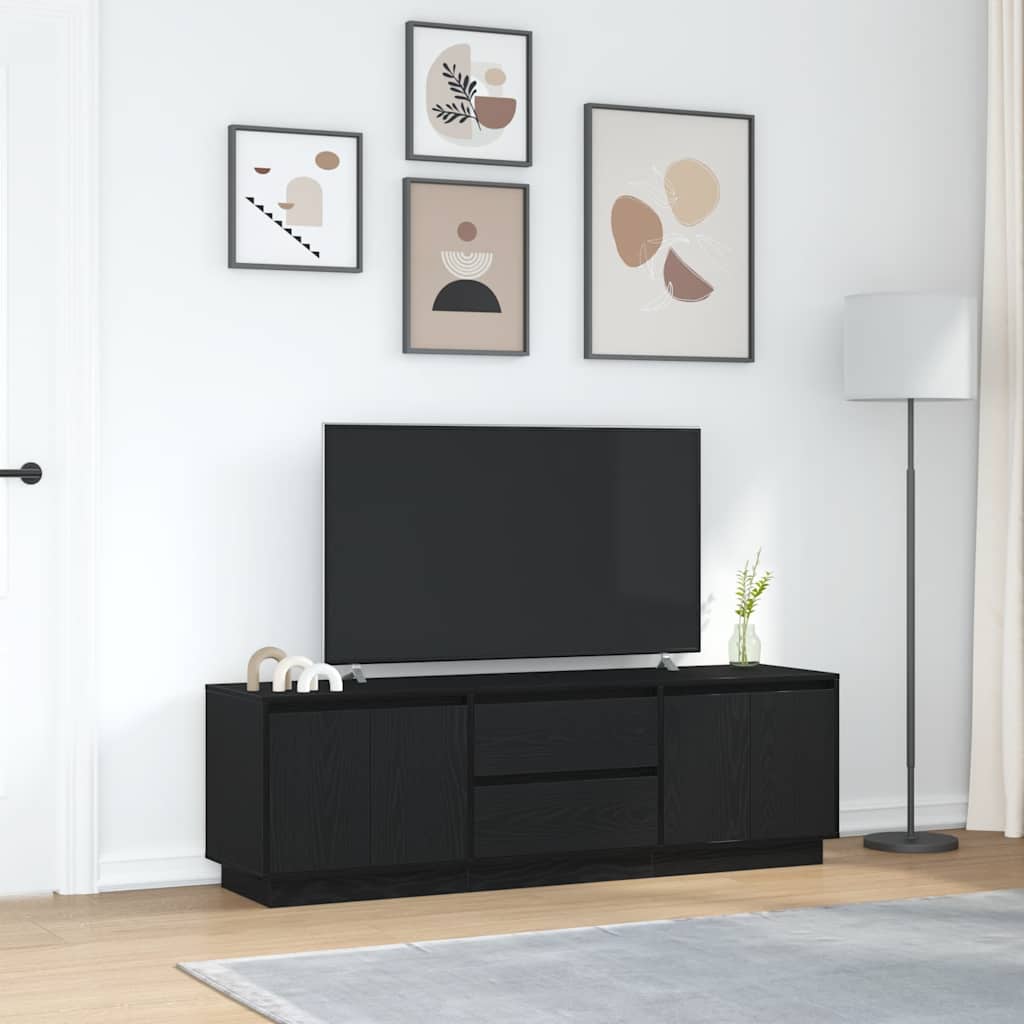 TV Cabinet with LED Lights, Black, 160.5x41x50 cm