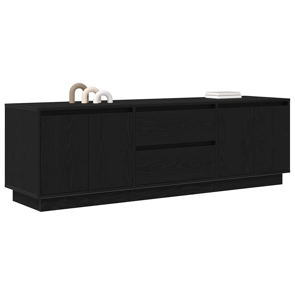 TV Cabinet with LED Lights, Black, 160.5x41x50 cm