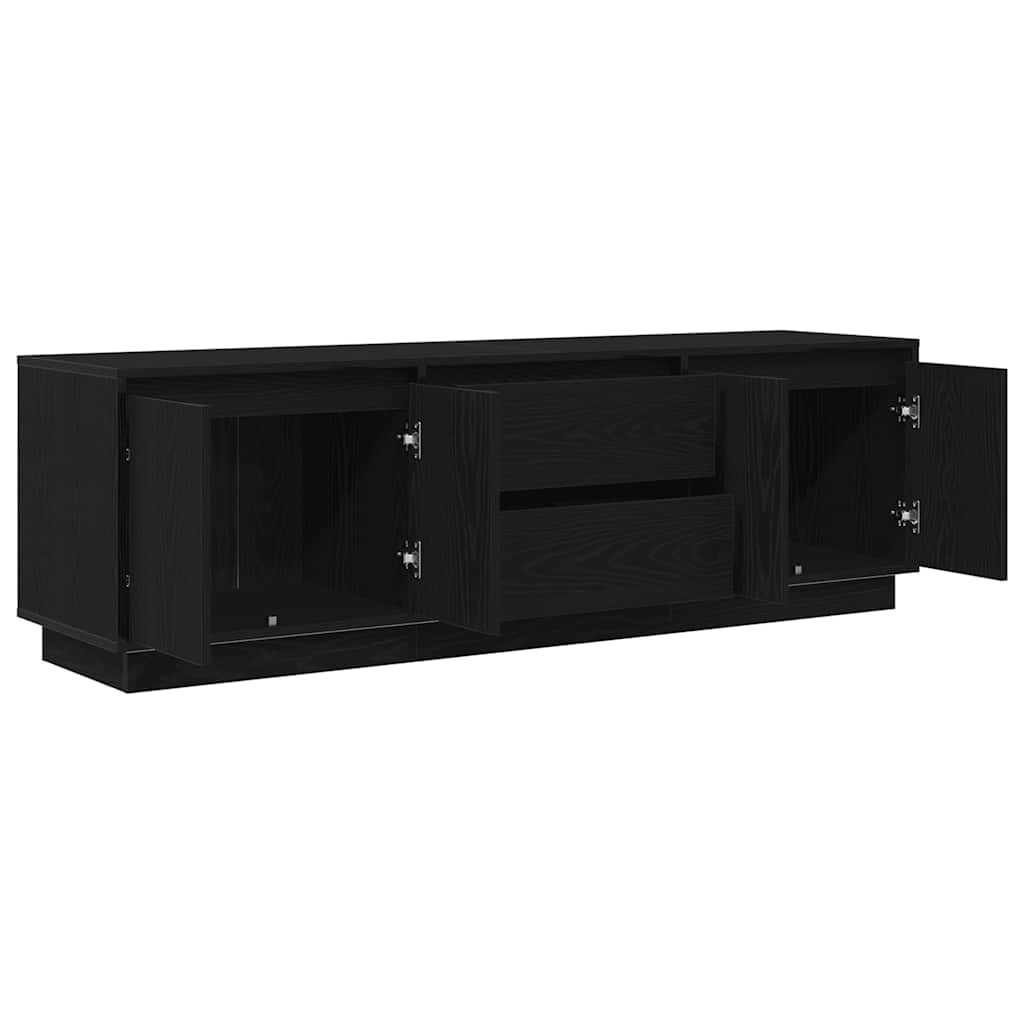TV Cabinet with LED Lights, Black, 160.5x41x50 cm