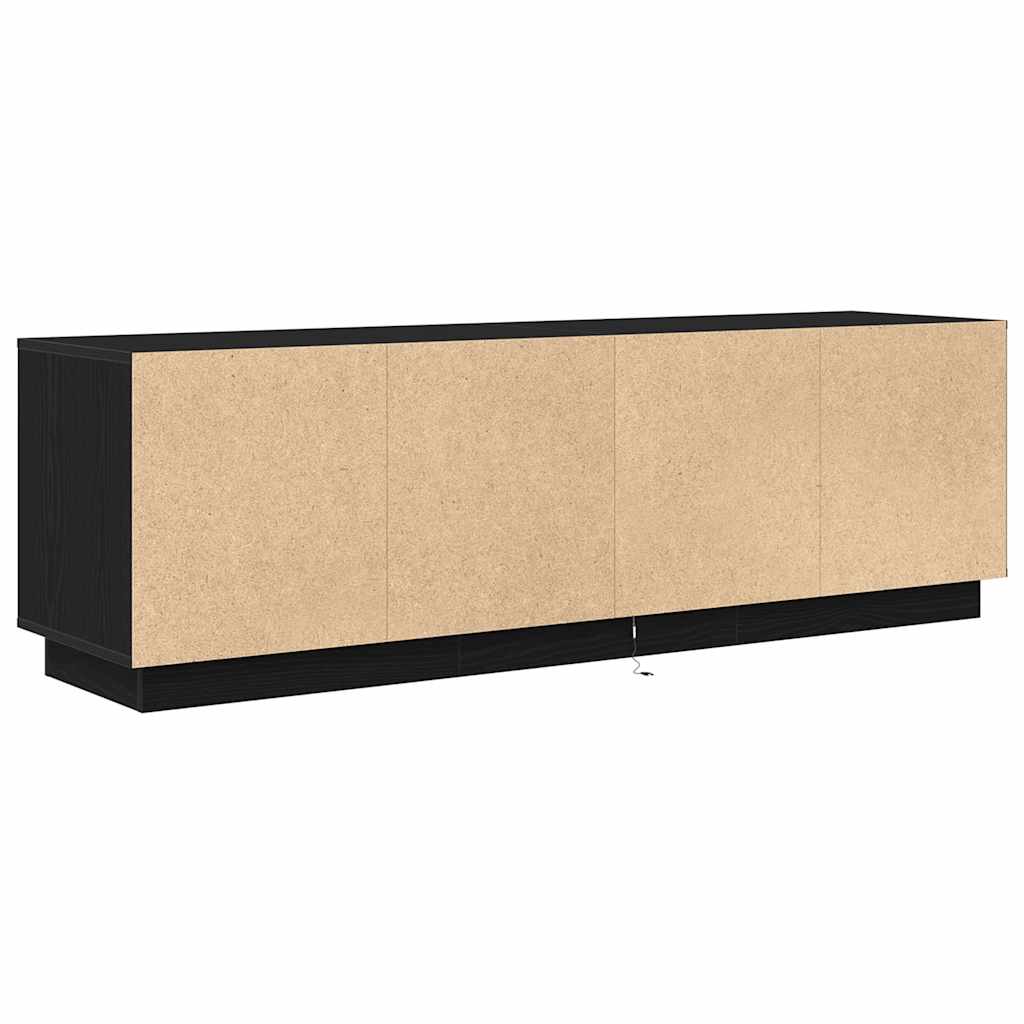 TV Cabinet with LED Lights, Black, 160.5x41x50 cm