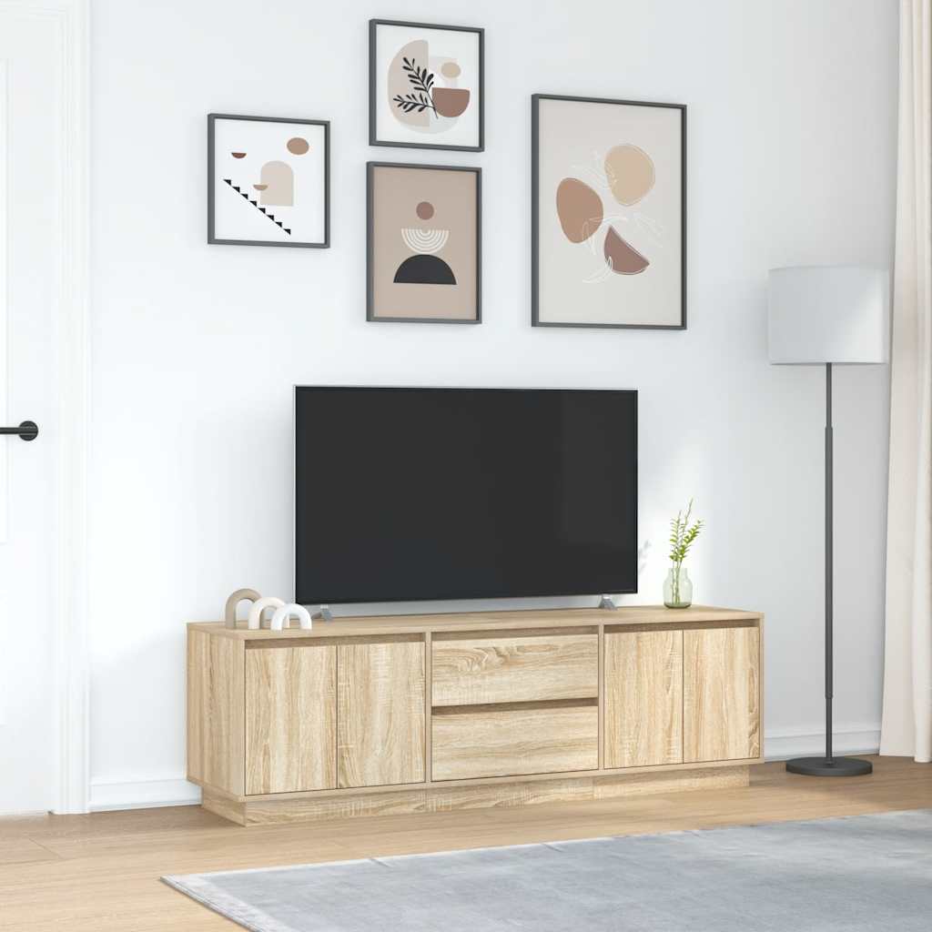 TV skapītis ar LED apgaismojumu, ozolkoka krāsā, 160,5x41x50 cm
