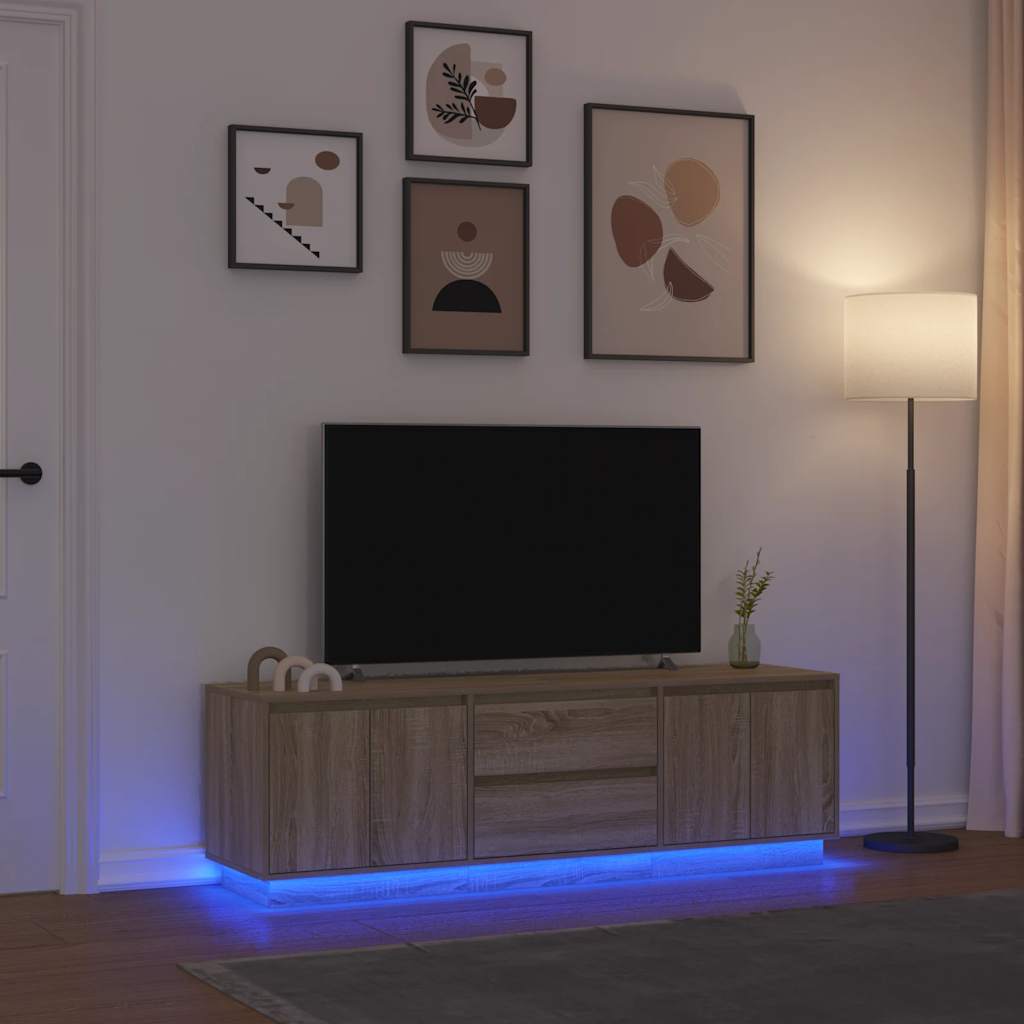 TV skapītis ar LED apgaismojumu, ozolkoka krāsā, 160,5x41x50 cm