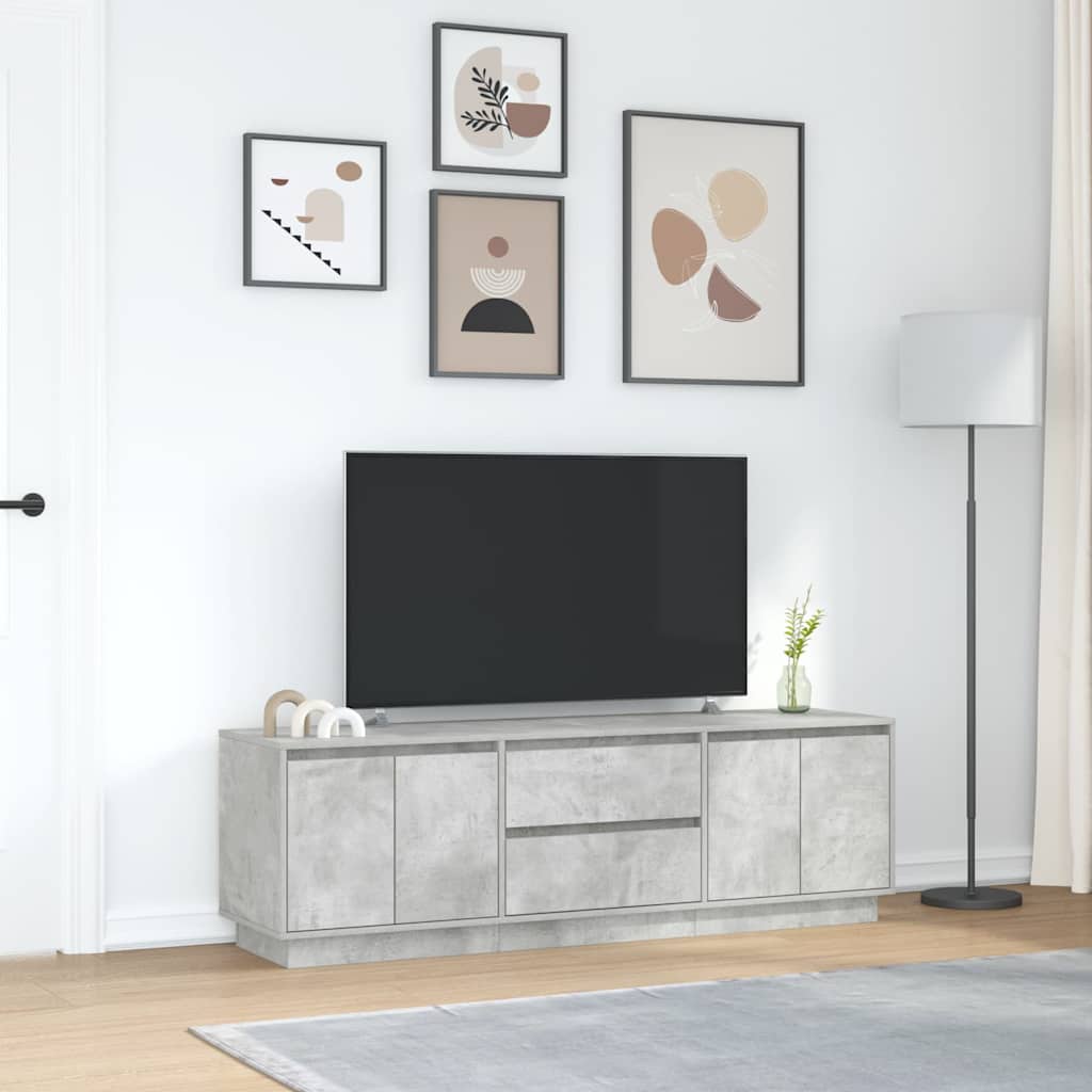 TV spintelė su LED lemputėmis, betono pilka, 160,5x41x50 cm