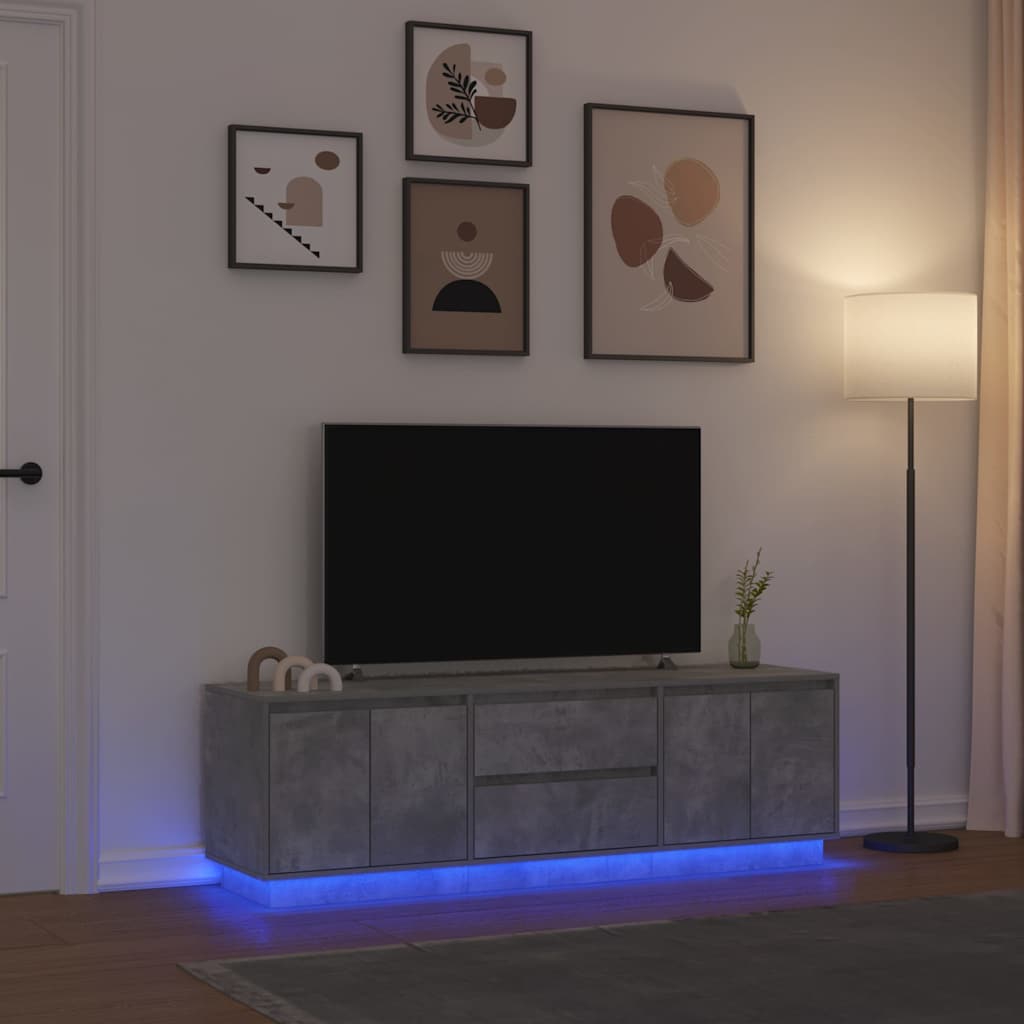 TV spintelė su LED lemputėmis, betono pilka, 160,5x41x50 cm