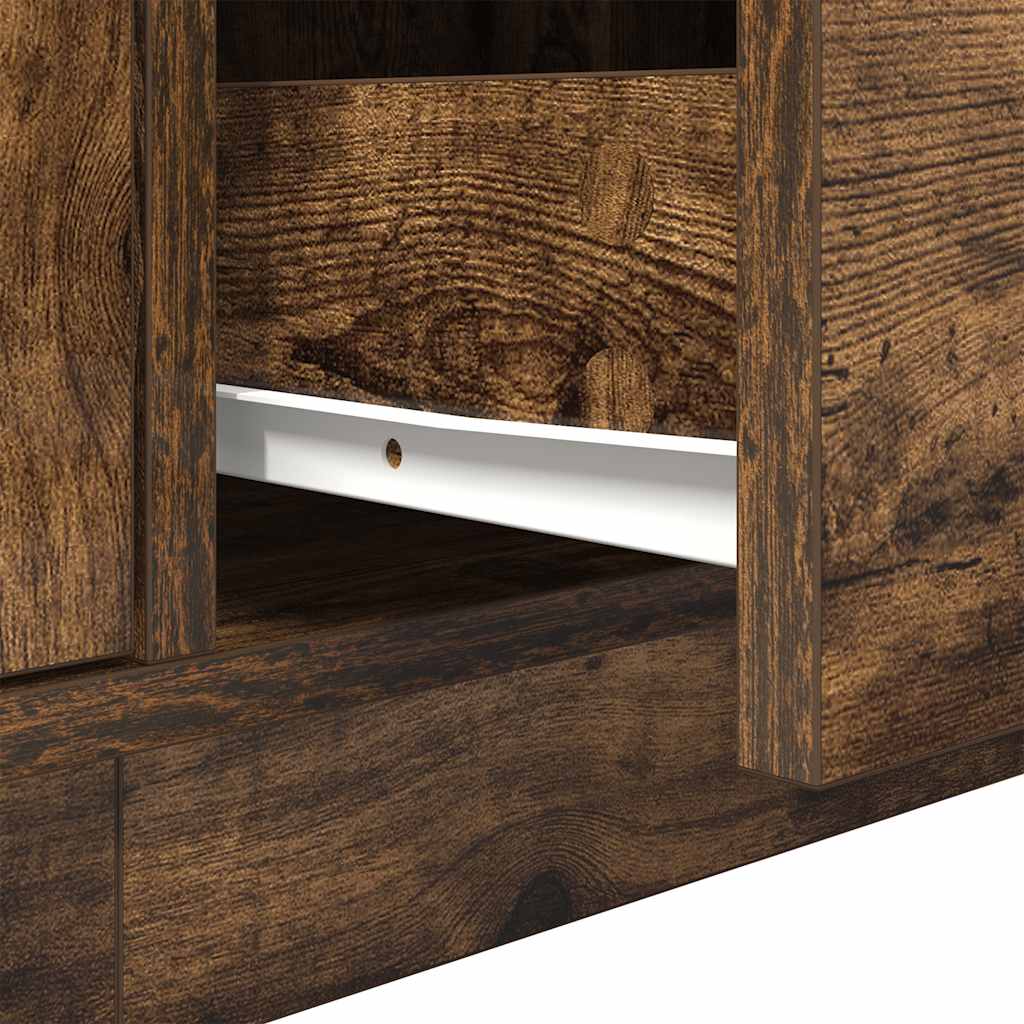 TV spintelė su LED lemputėmis, dūminio ąžuolo, 160,5x41x50 cm
