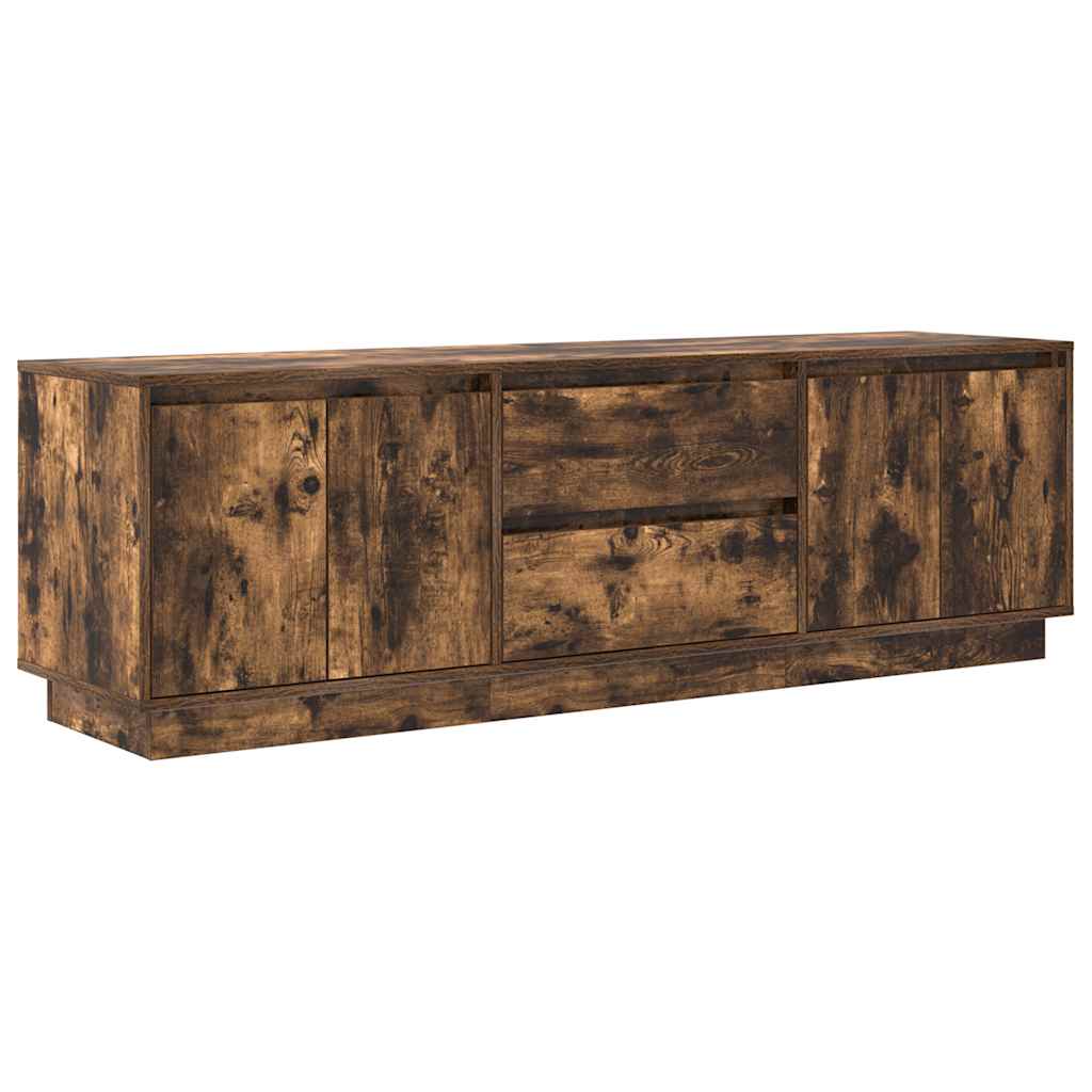 TV cabinet with LED lights, smoke oak, 160.5x41x50 cm