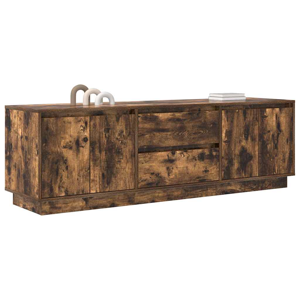 TV cabinet with LED lights, smoke oak, 160.5x41x50 cm