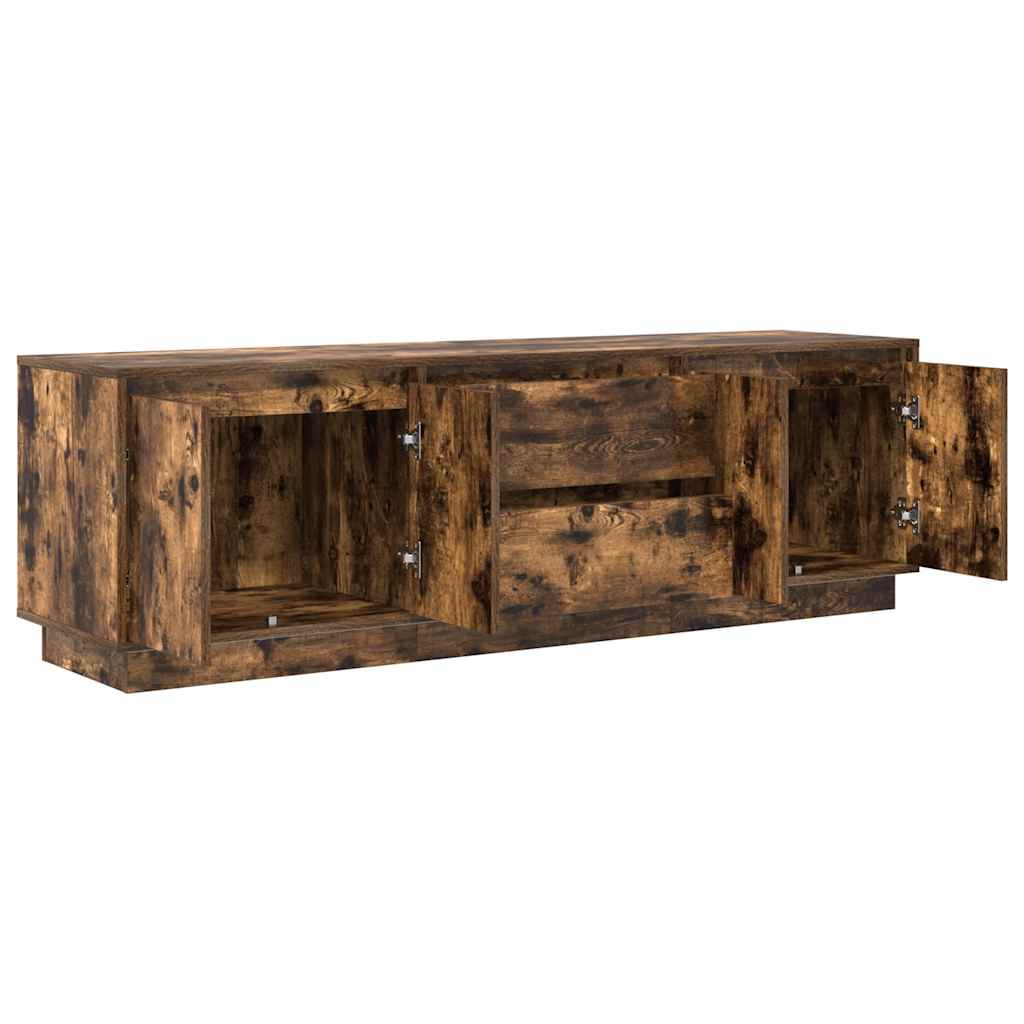 TV cabinet with LED lights, smoke oak, 160.5x41x50 cm