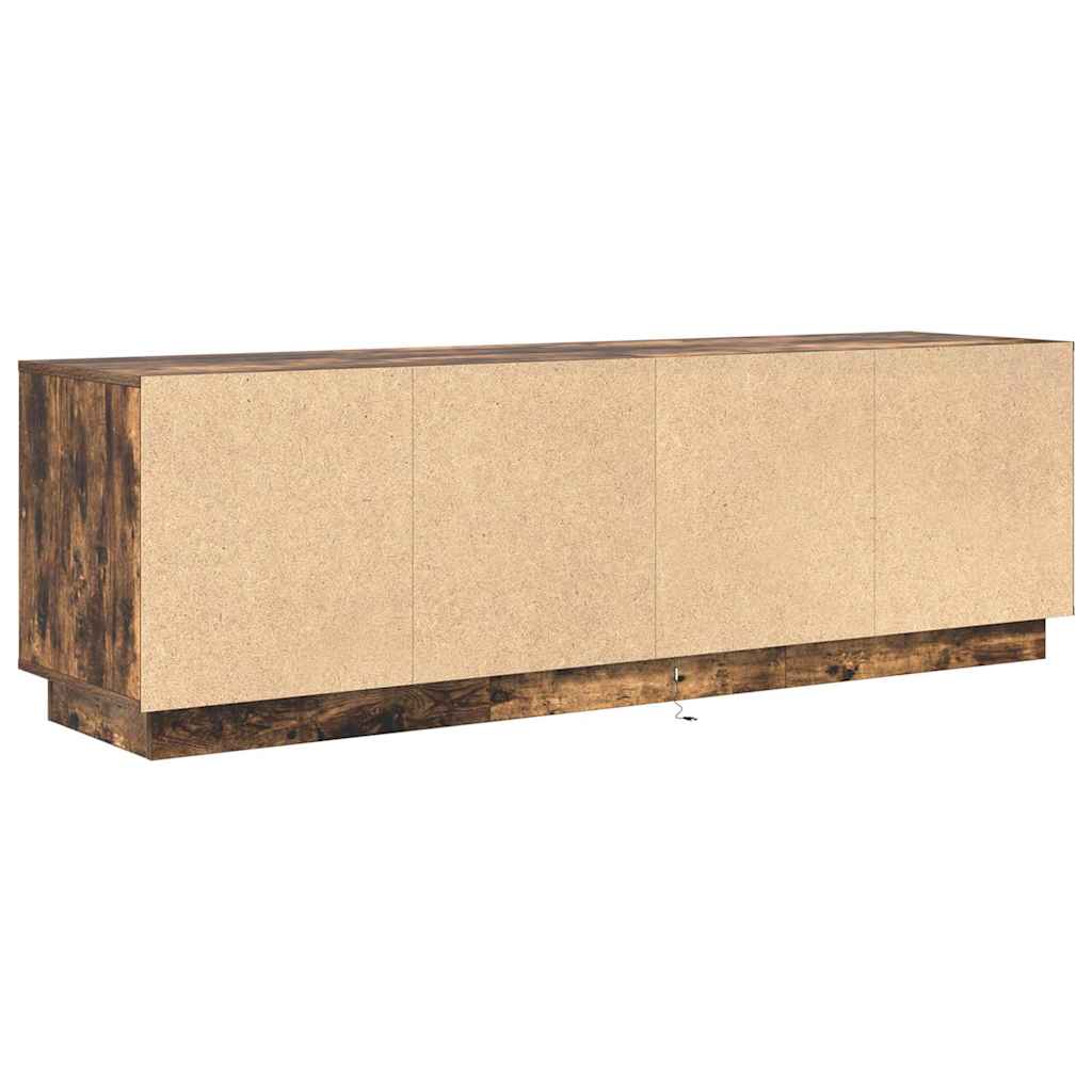 TV cabinet with LED lights, smoke oak, 160.5x41x50 cm