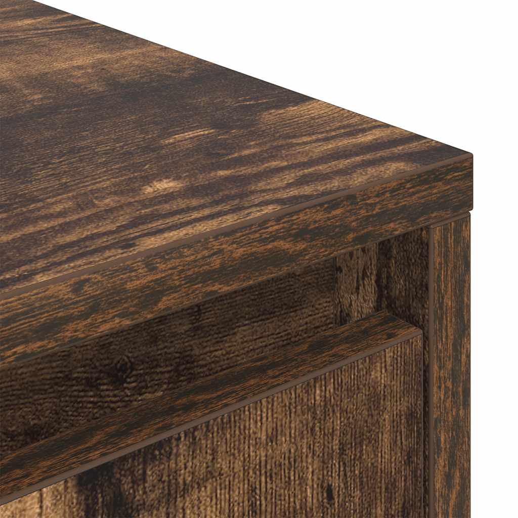 TV cabinet with LED lights, smoke oak, 160.5x41x50 cm