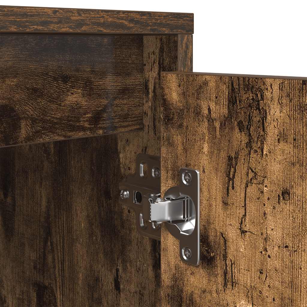 TV cabinet with LED lights, smoke oak, 160.5x41x50 cm