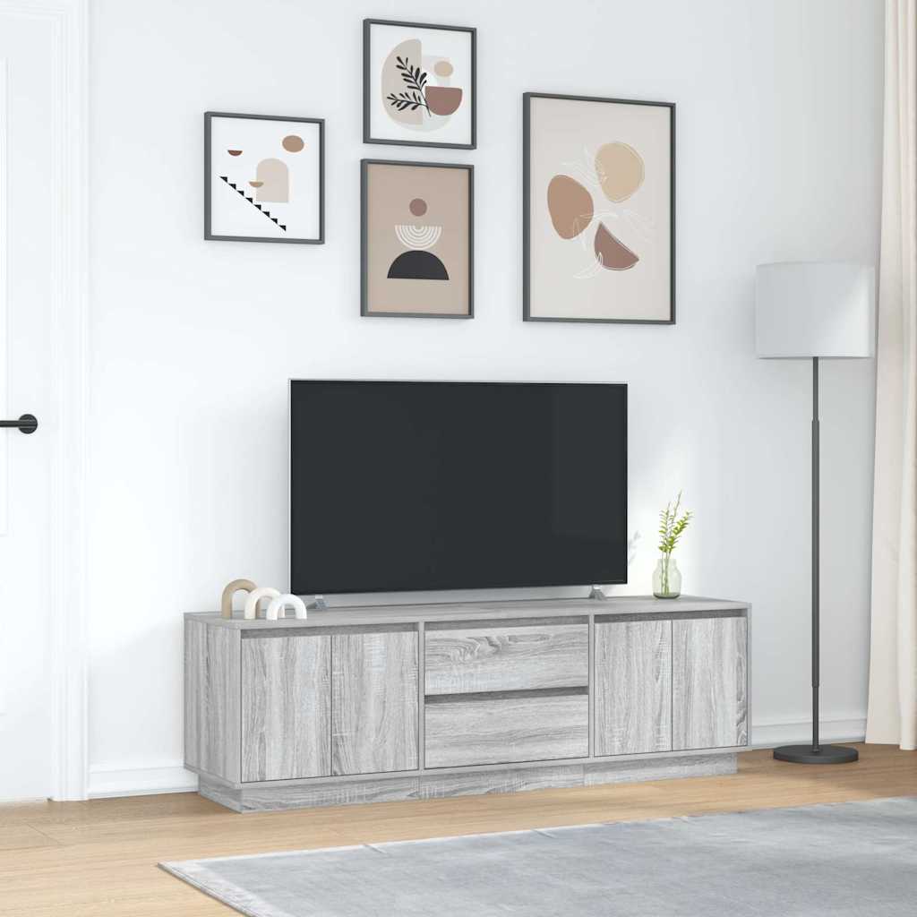 TV skapītis ar LED apgaismojumu, pelēks ozols, 160,5x41x50 cm