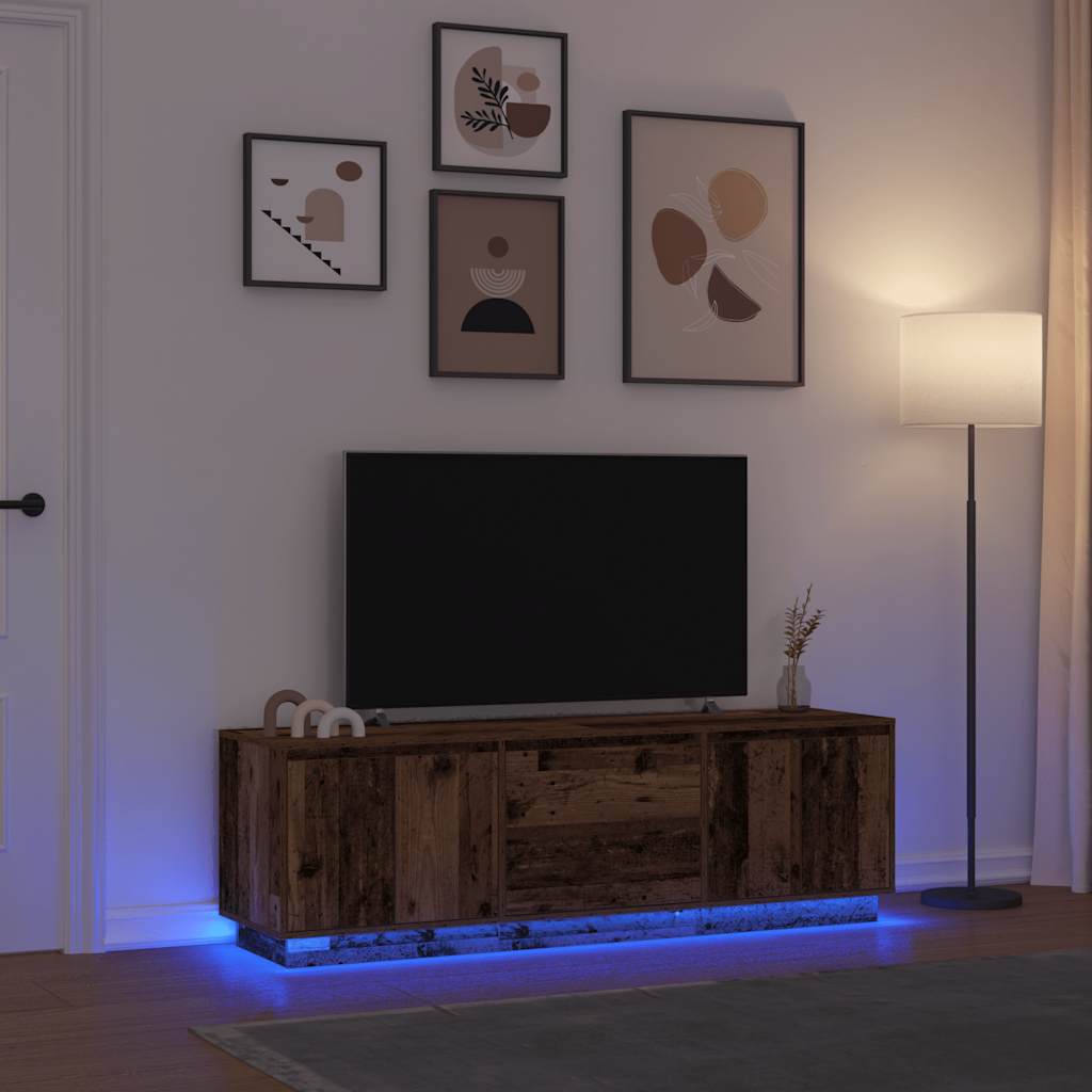 TV cabinet with LED, wood, 160.5x41x50 cm