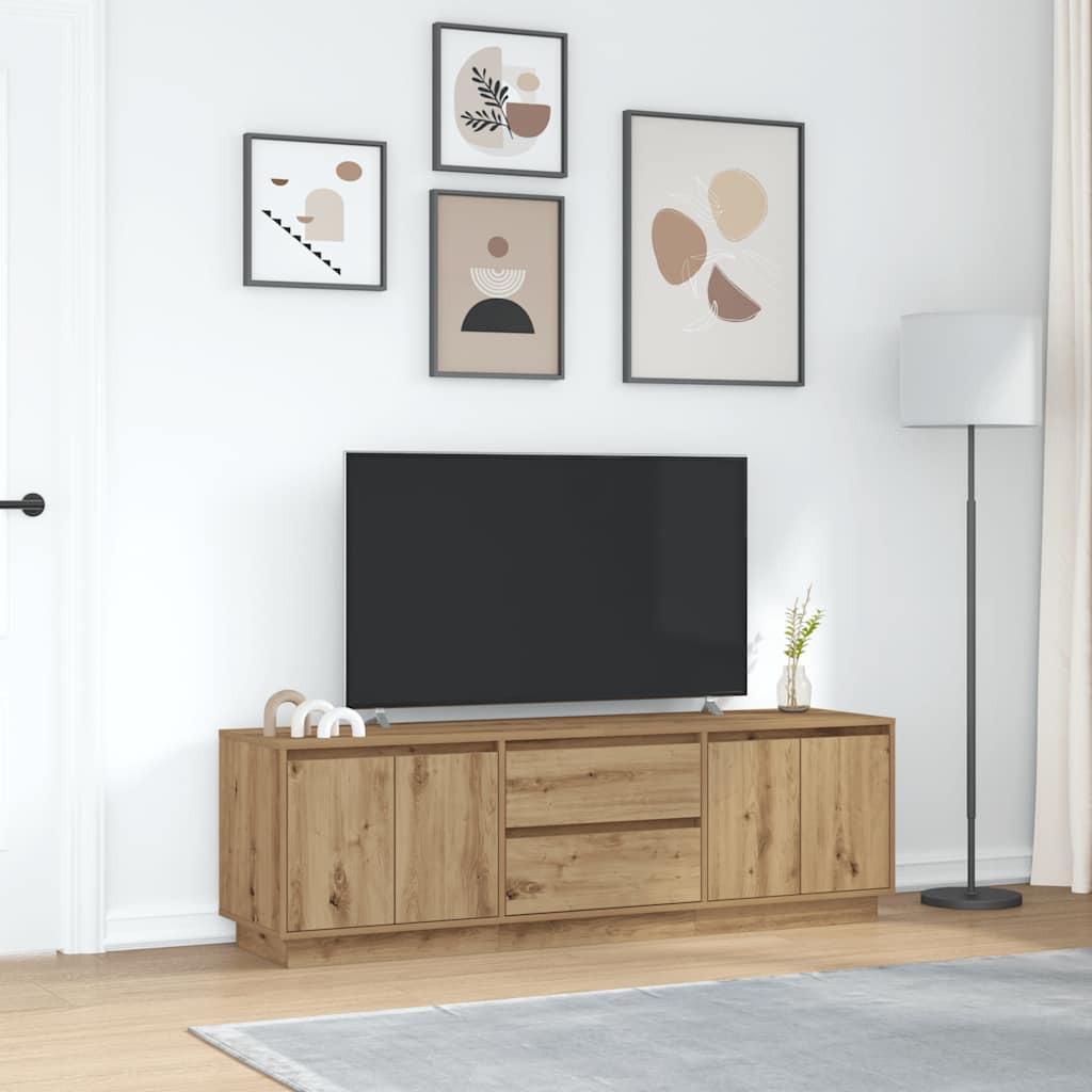 Televizoriaus spintelė su LED, artisano ąžuolas, 160,5x41x50 cm