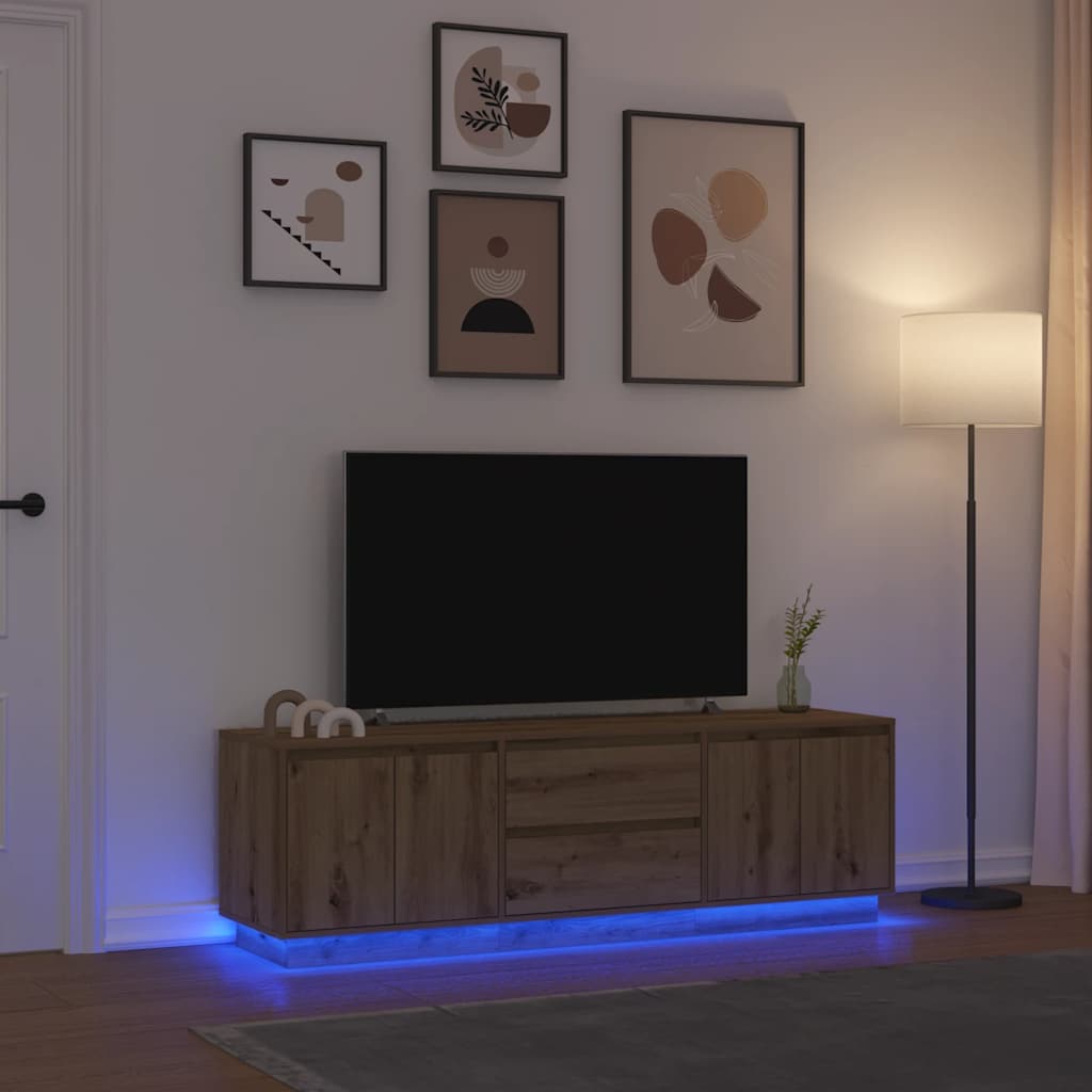 TV cabinet with LED, artisan oak, 160.5x41x50 cm