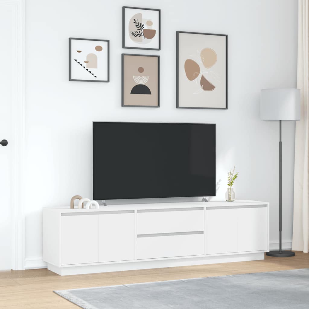 TV skapītis ar LED apgaismojumu, balts, 193,5x41x50 cm