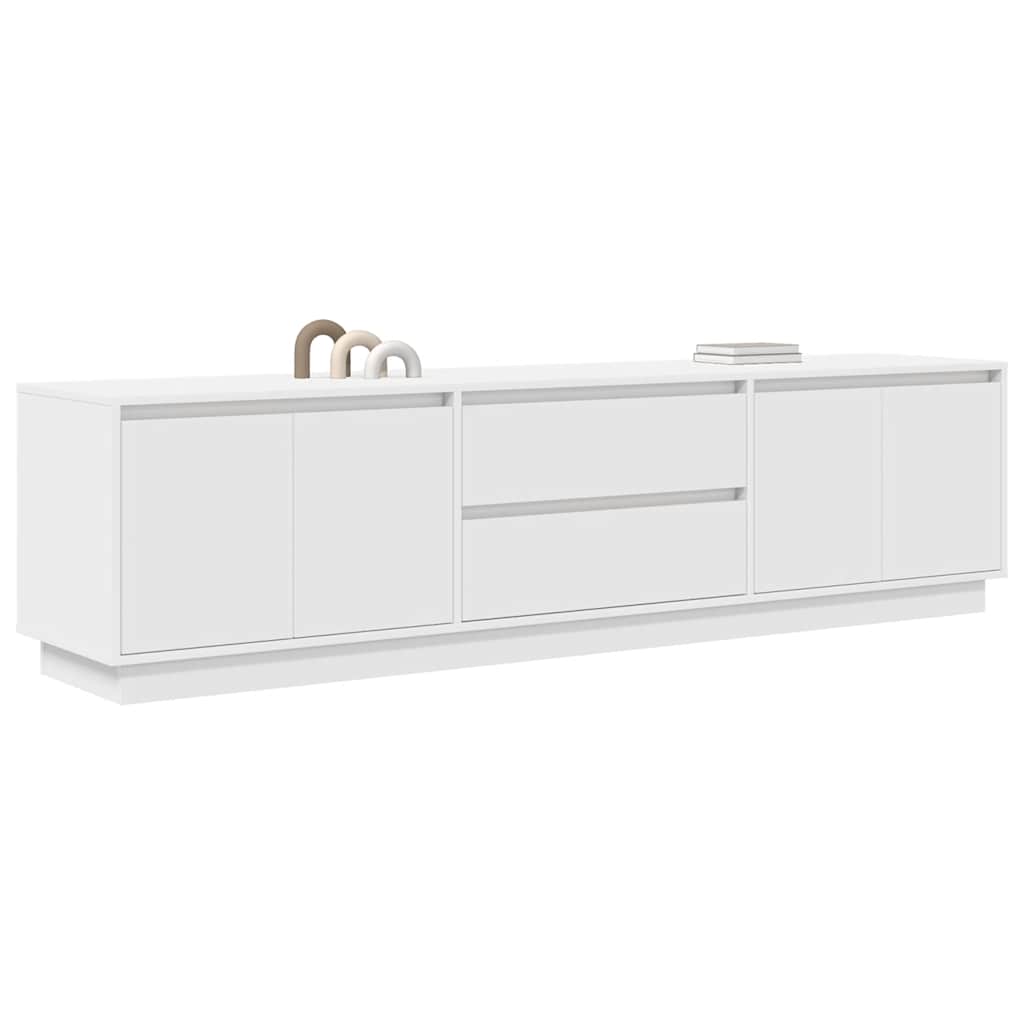 TV skapītis ar LED apgaismojumu, balts, 193,5x41x50 cm