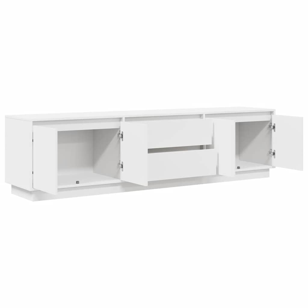 TV skapītis ar LED apgaismojumu, balts, 193,5x41x50 cm