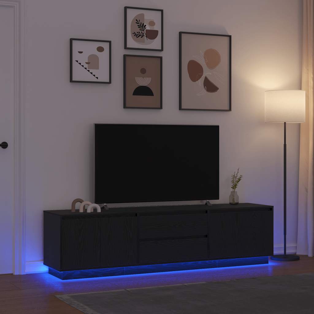 TV cabinet with LED lighting, 193.5x41x50 cm