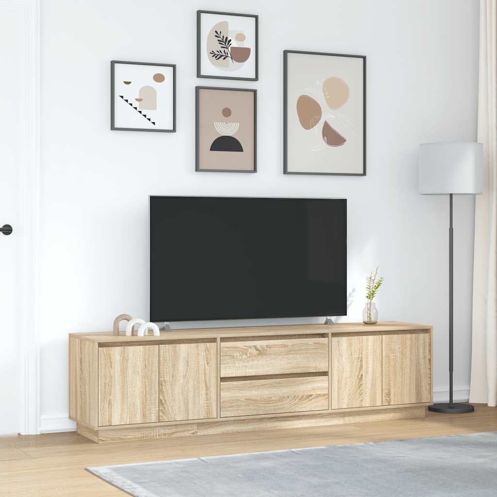 TV spintelė su LED lemputėmis, ąžuolo spalvos, 193,5x41x50 cm