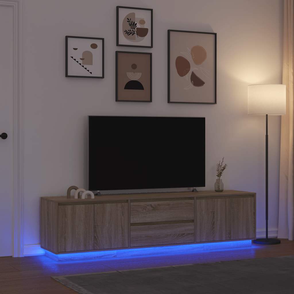 TV spintelė su LED lemputėmis, ąžuolo spalvos, 193,5x41x50 cm