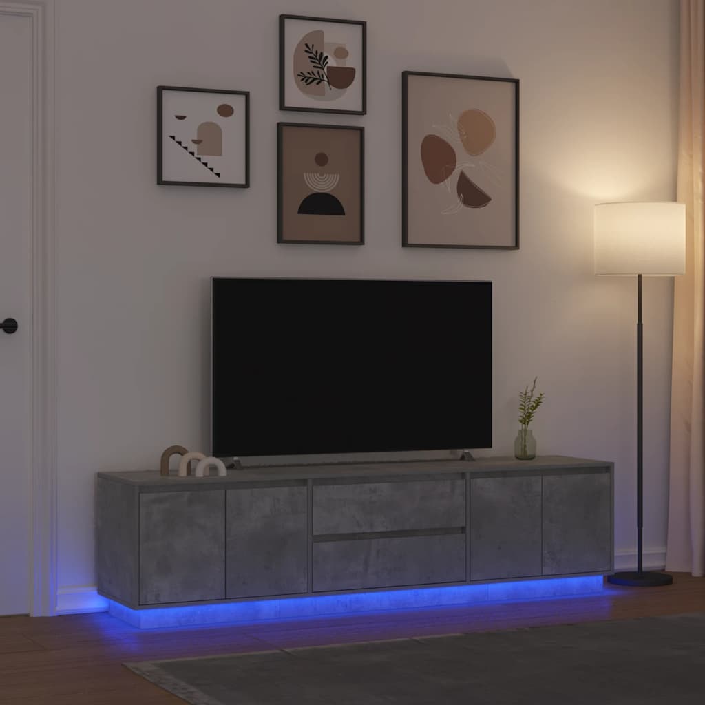 TV spintelė su LED lemputėmis, betono pilka, 193,5x41x50 cm