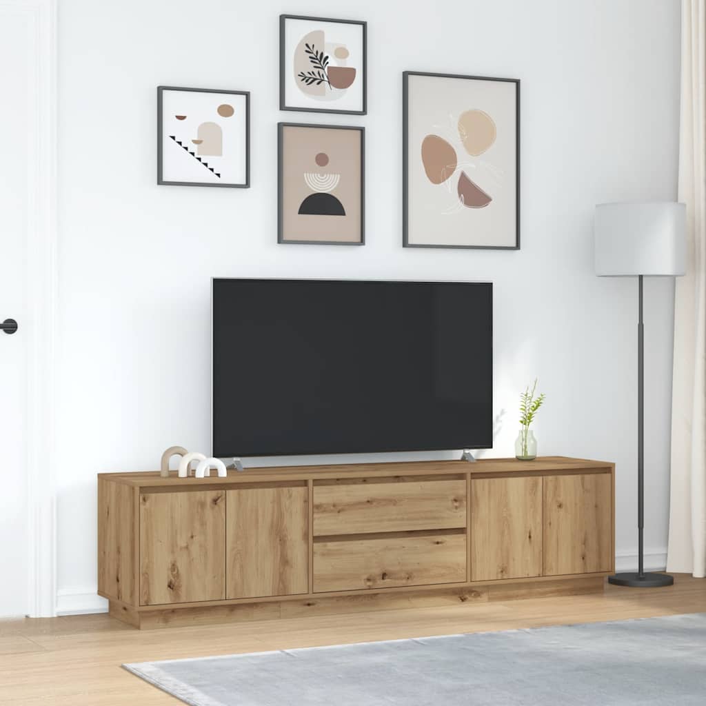 Televizora skapītis ar LED, artisāna ozols, 193,5x41x50 cm